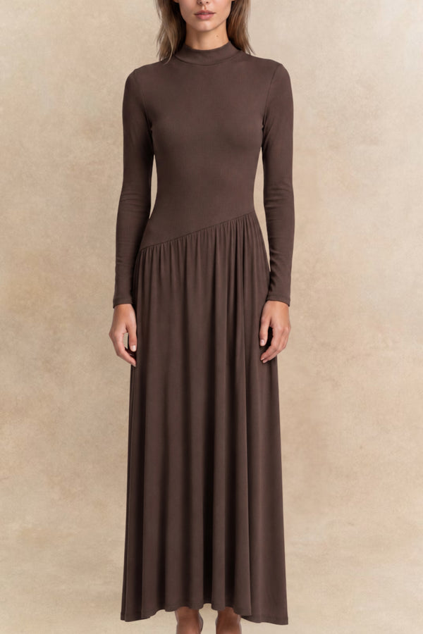 Romane Mock Neck Long Sleeve Midi Dress