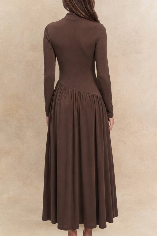 Romane Mock Neck Long Sleeve Midi Dress