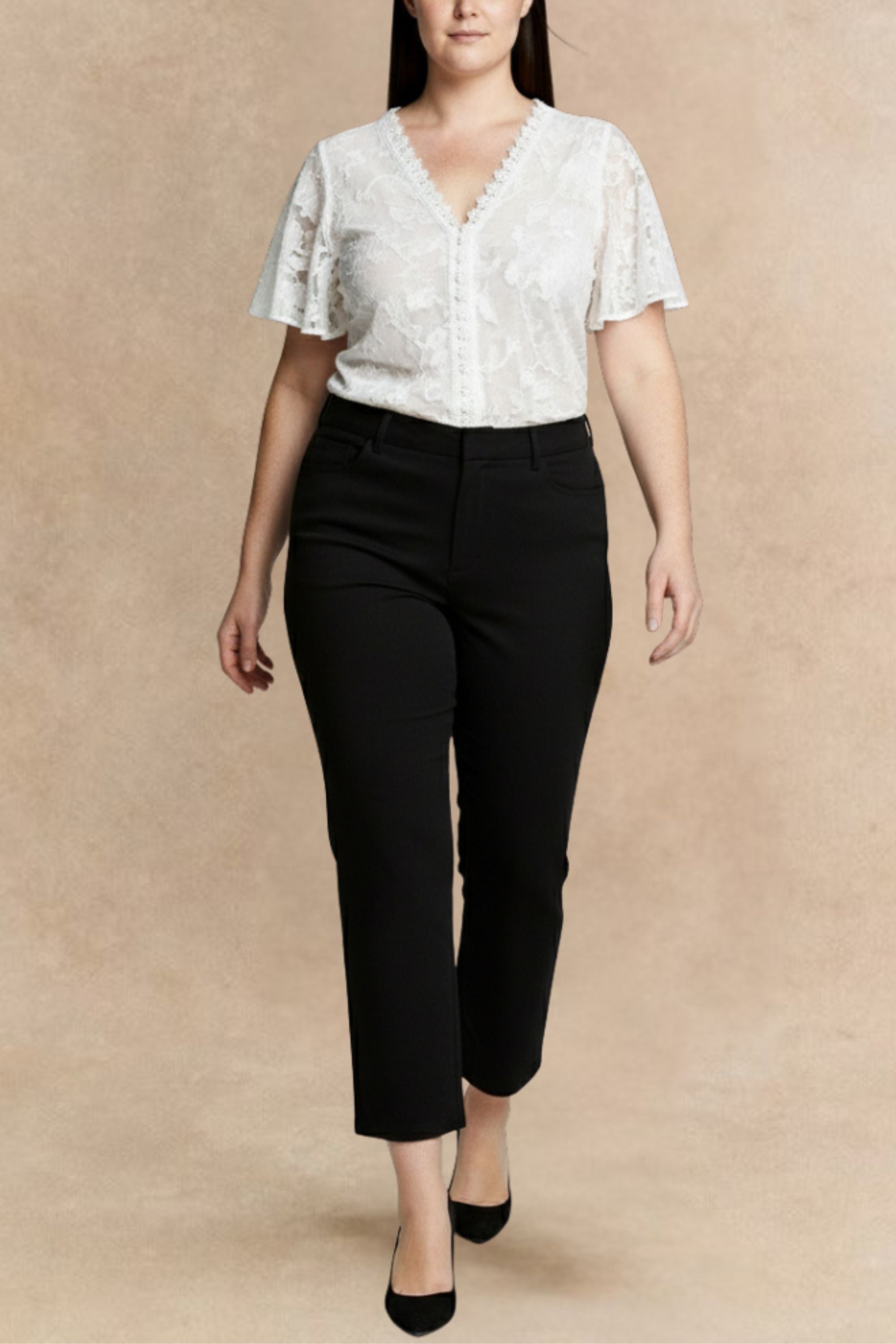 romy pants marno ブラック1 Romy Black Tailored Cropped Pants Clean Front Sli m Straight Leg
