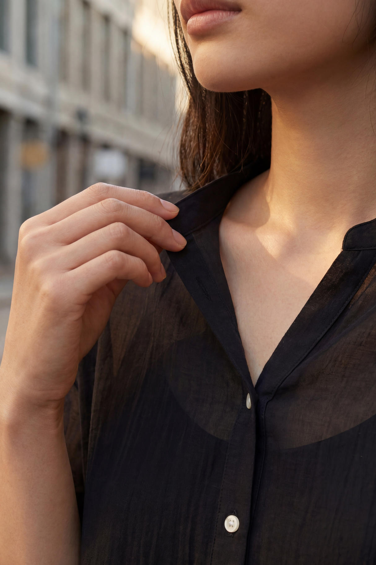 Roxanne Oversized Shirt Semi-Sheer Cotton Blend