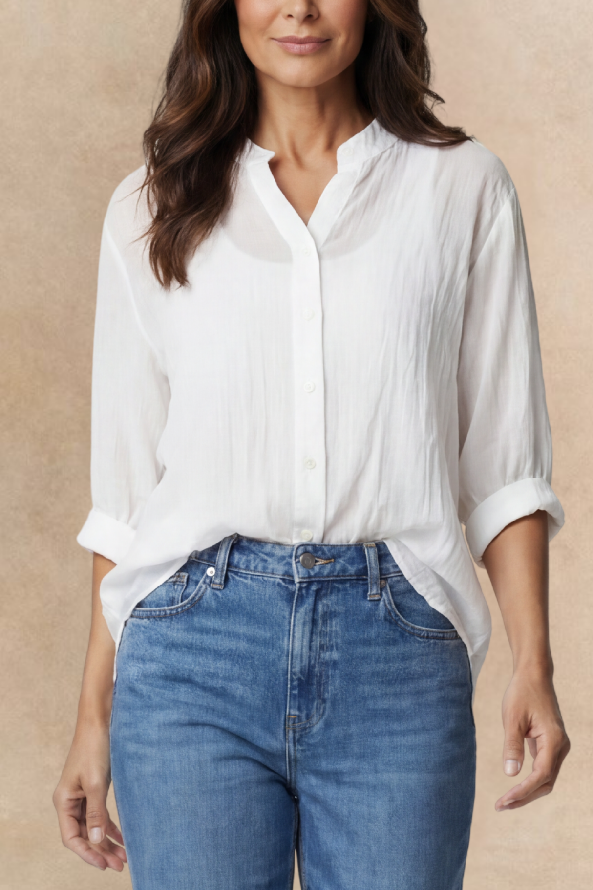 Roxanne Oversized Shirt Semi-Sheer Cotton Blend