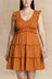 Justine Ruffled V-Neck Cap Sleeve Dress