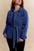 Sabrina Women's Belted Jean Jacquard Jacket With Pockets