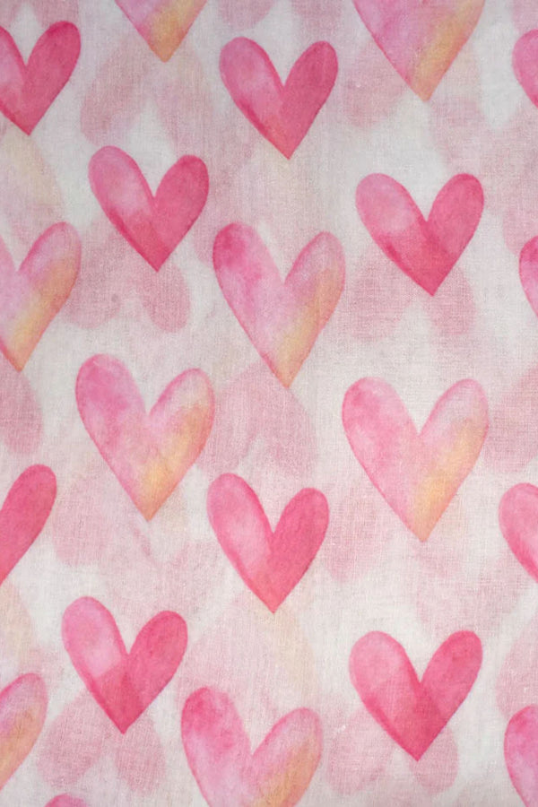Scarf Hearts Print Lightweight Pink White - Onze Montreal Pink Onze Montreal