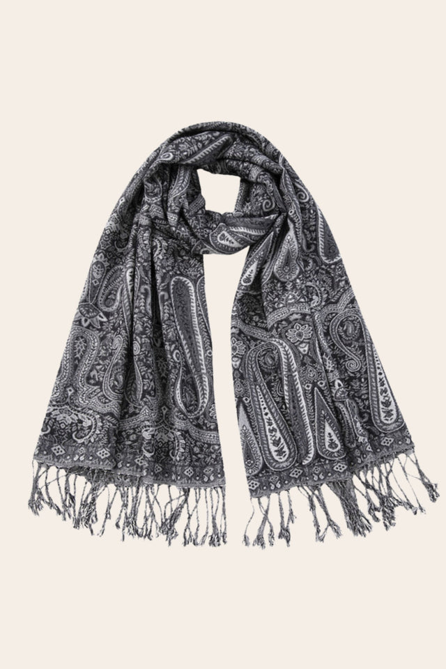 Pashmina Scarf Paisley Print Black