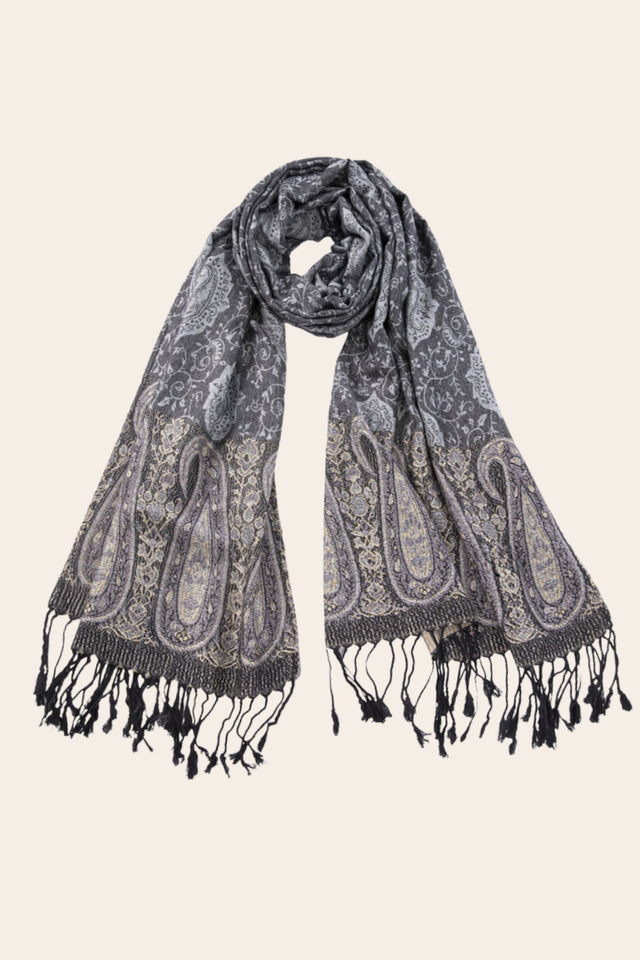 Pashmina Scarf Paisley Print Black