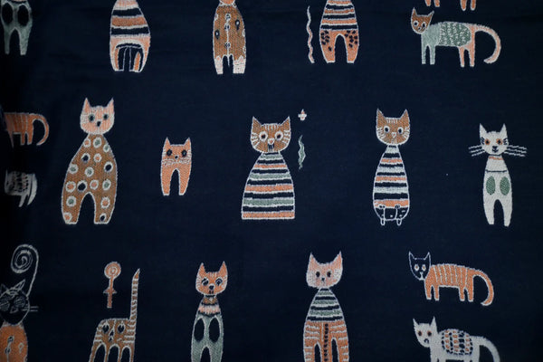 Scarf Cat Motif Border Trim