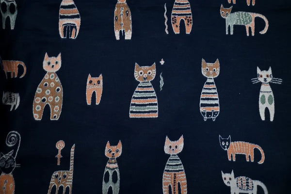 Scarf Cat Motif Border Trim