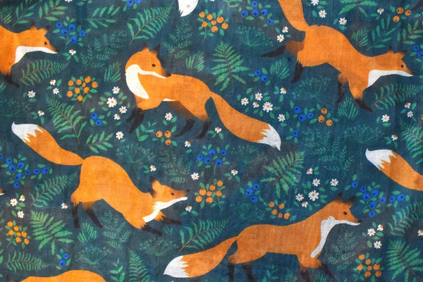 Foxes Print  Scarf Teal