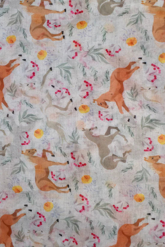 Foulard Cheval Fleur Blanc