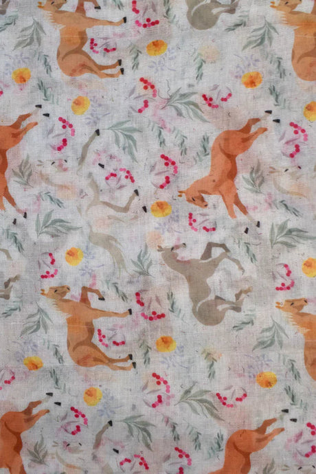 Foulard Cheval Fleur Blanc