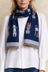 Scarf Cat Motif Border Trim