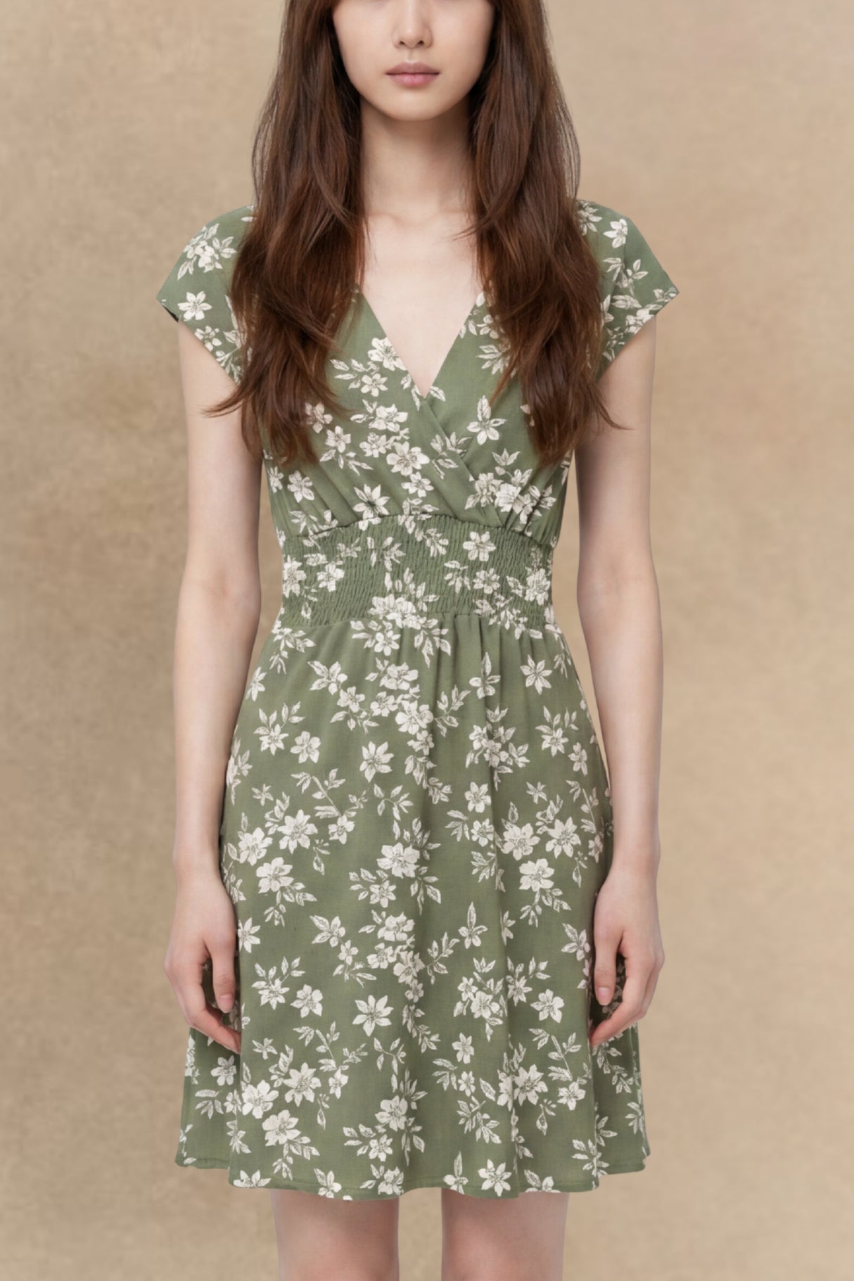 Sadie Floral Print Surplice Mini Dress