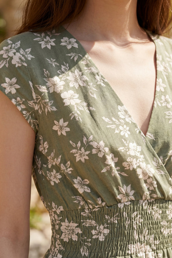 Sadie Floral Print Surplice Mini Dress