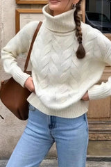 Samantha Pull à col roulé et manches longues à ourlet côtelé