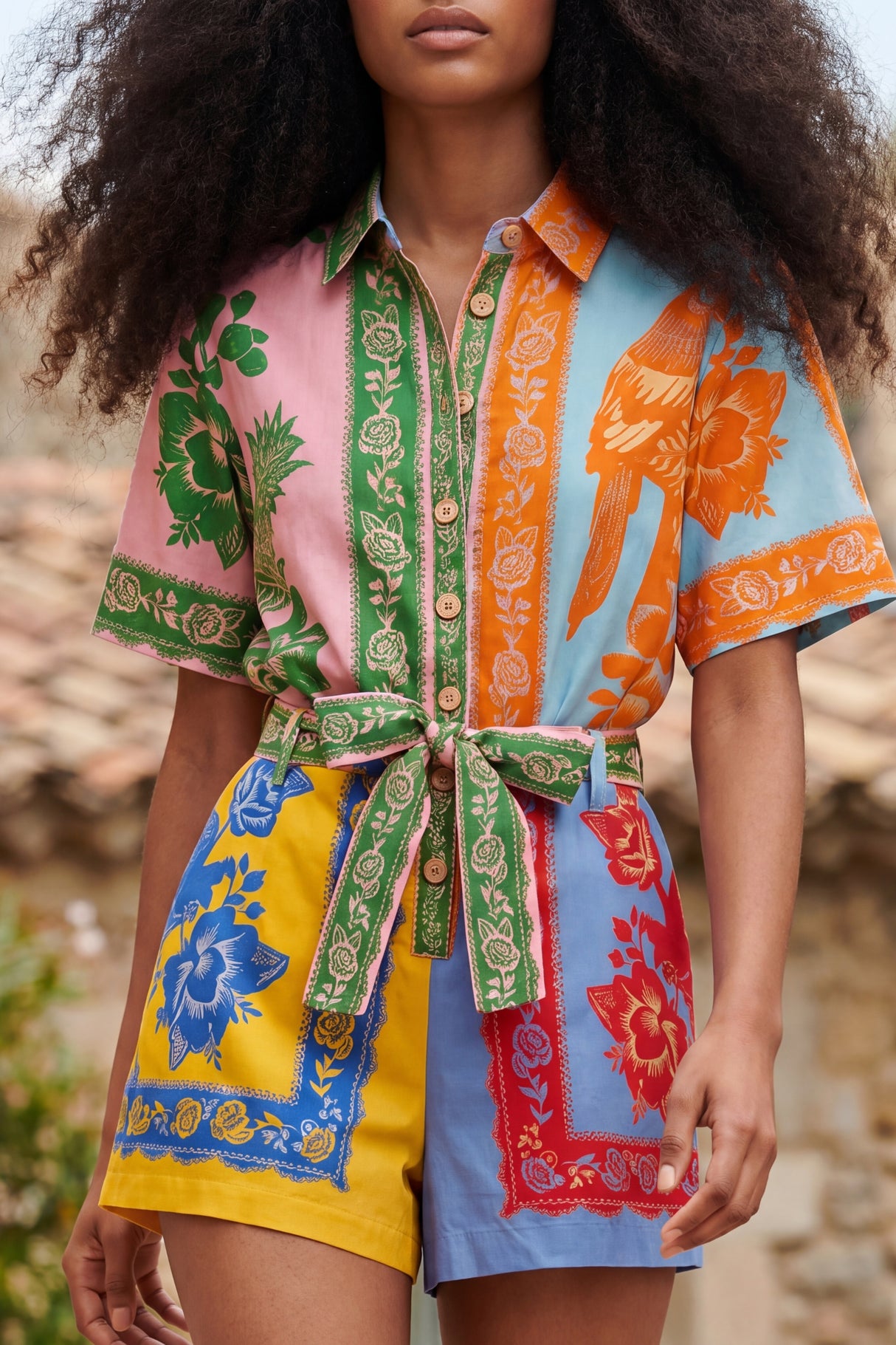 Samuela Printed Tie Waist Romper