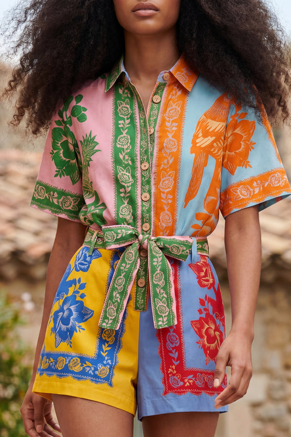 Samuela Printed Tie Waist Romper