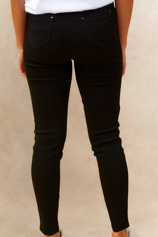 Sandra Pantalon Noir Extensible Taille Régulier Style Jegging
