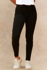 Sandra Pantalon Noir Extensible Taille Régulier Style Jegging