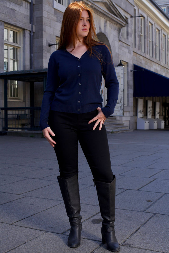 Sandra Pantalon Noir Extensible Taille Régulier Style Jegging