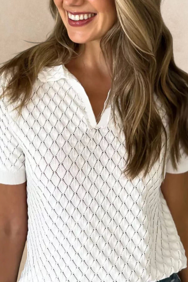 Sandrine Textured Short Sleeve Knit Top