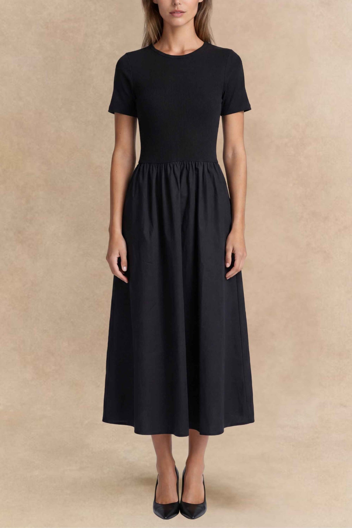 Sarah Black Full-Skirt Dress