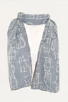 Scarf Cat Print Grey