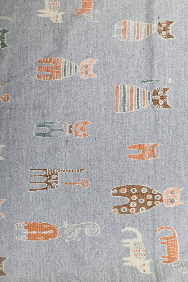 Scarf Cat Motif Border Trim