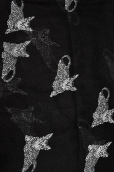 Scarf Light Cat Print Black - Onze Montreal Black Onze Montreal