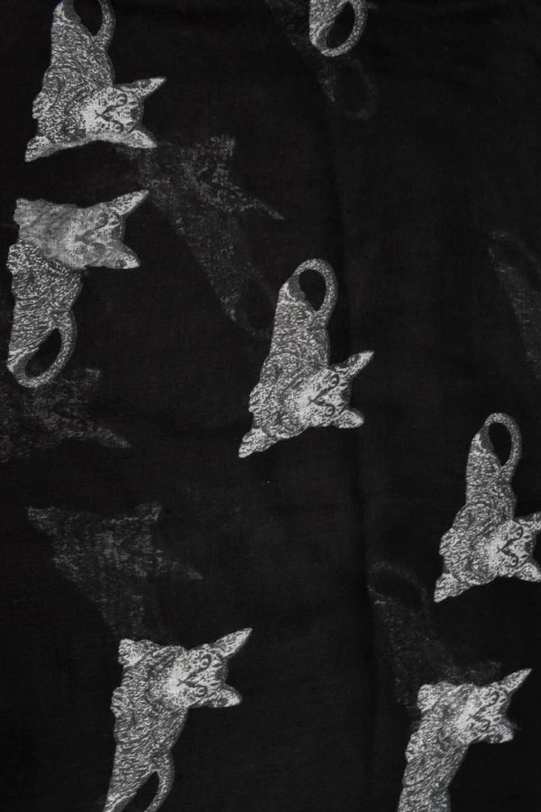 Scarf Light Cat Print Black - Onze Montreal Black Onze Montreal