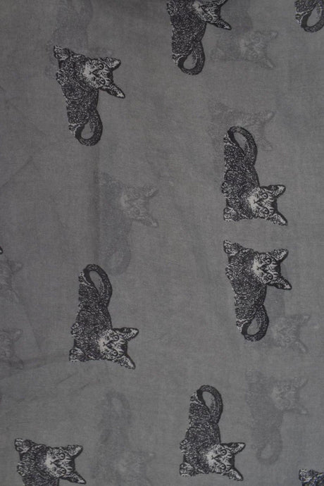 Scarf Light Cat Print Black - Onze Montreal Black Onze Montreal