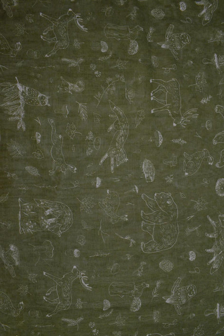 Scarf Forest Animals Green - Onze Montreal Green Onze Montreal