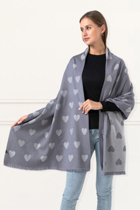 Scarf Hearts Motif Fringes - Onze Montreal Red Onze Montreal