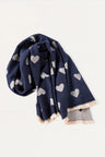 Scarf Hearts Motif Fringes