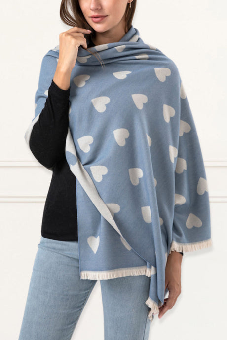 Scarf Hearts Motif Fringes - Onze Montreal Red Onze Montreal