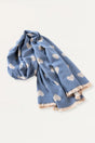 Scarf Hearts Motif Fringes - Onze Montreal Blue Onze Montreal