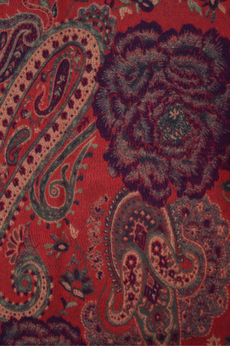 Scarf Paisley Floral Motif Red Fringed
