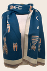 Scarf Cat Motif Border Trim