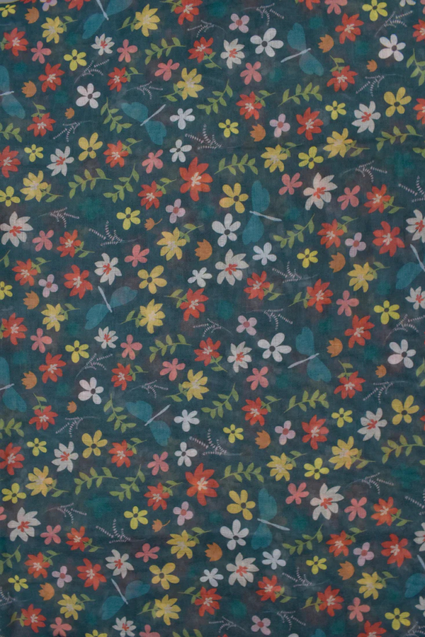 Écharpe Légère à Imprimé Fleuri – Vert Sapin Multicolore