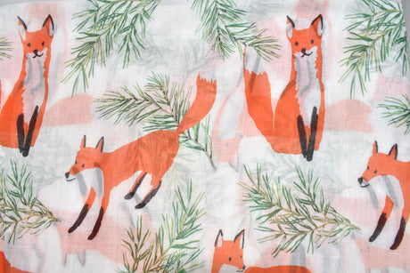 Scarf Fox Print White - Onze Montreal White Onze Montreal