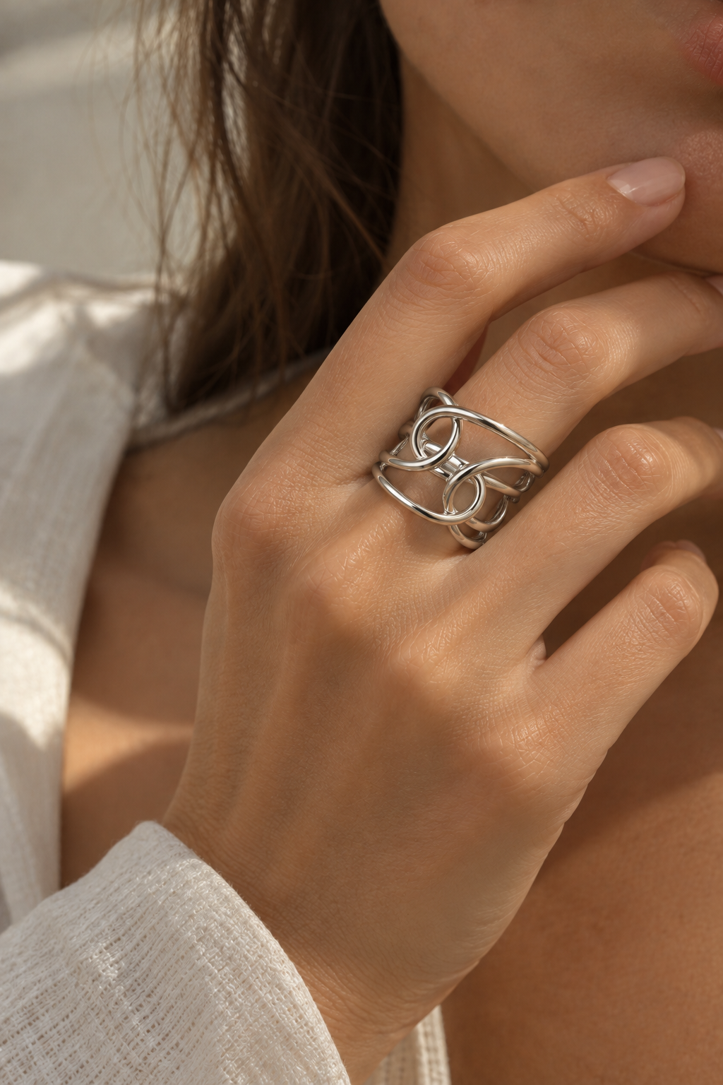 Bague Ouverte Inspiration Vintage – Argenté et doré
