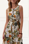 Selena Maxi Dress Floral Print Sleeveless Round Collar