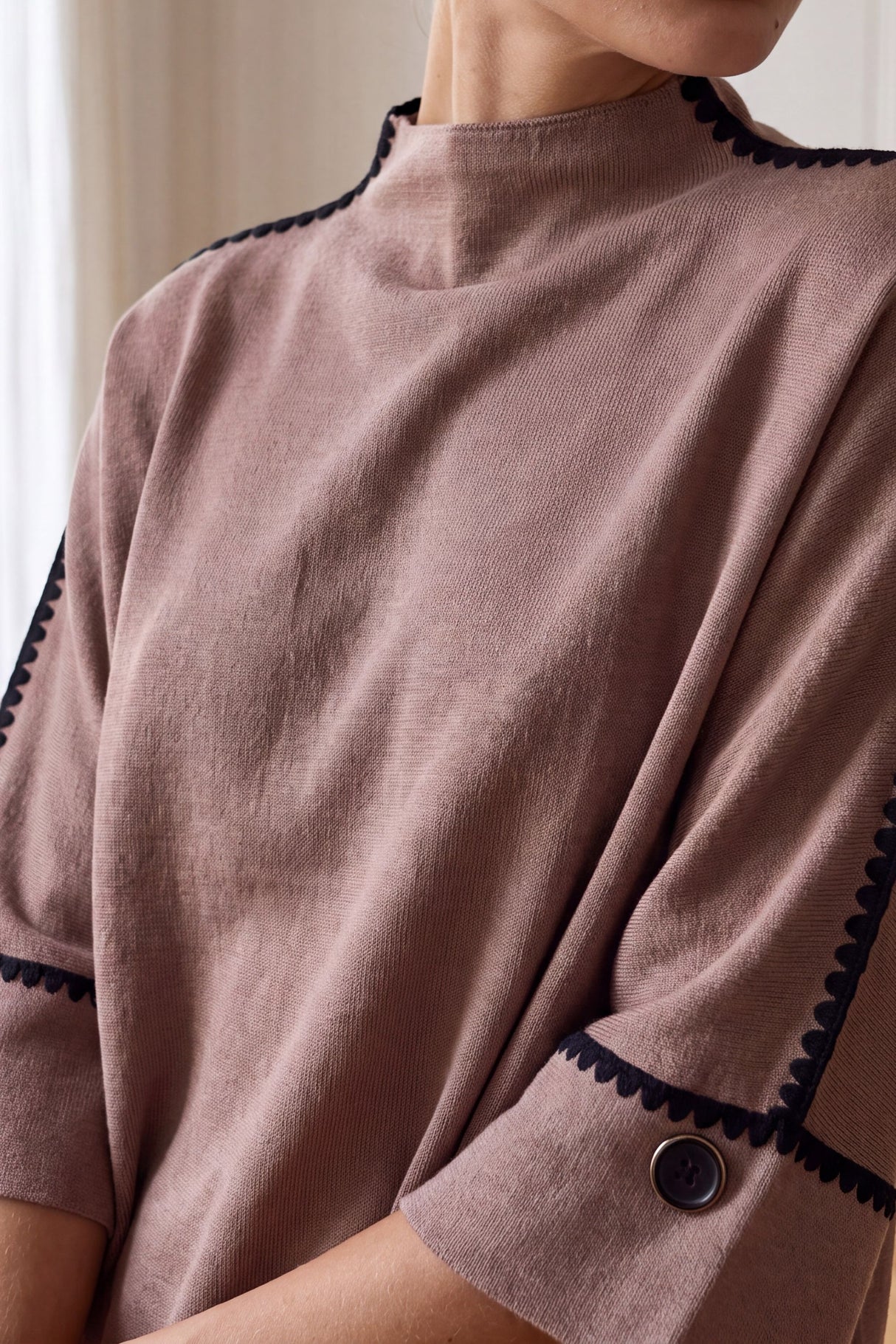 Sézane Mock Neck Oversized Knit Top