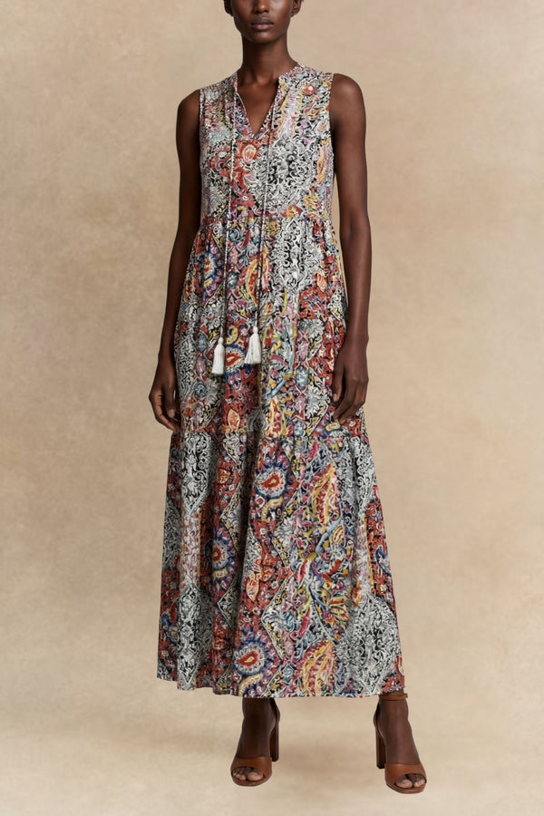 Shana Robe Midi Nouer Imprimé Cachemire