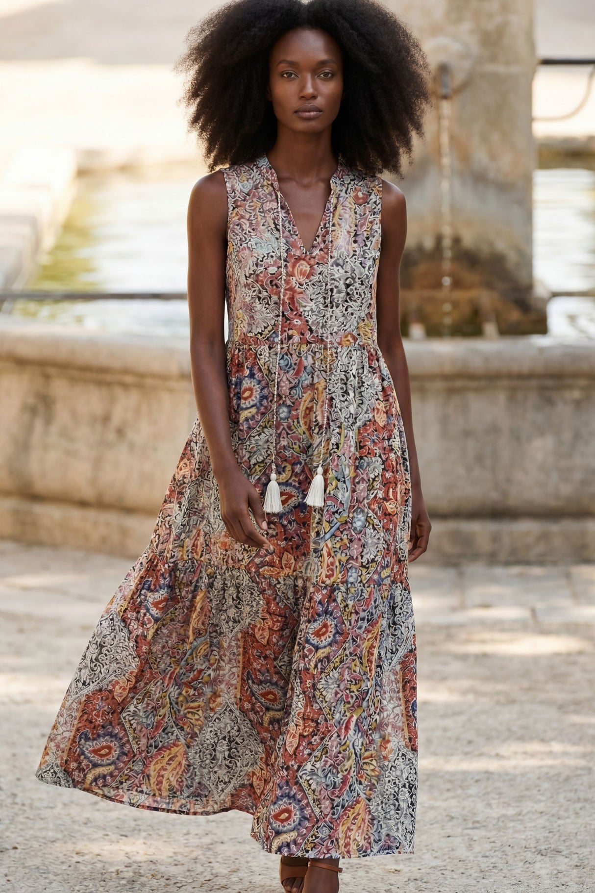 Shana Robe Midi Nouer Imprimé Cachemire