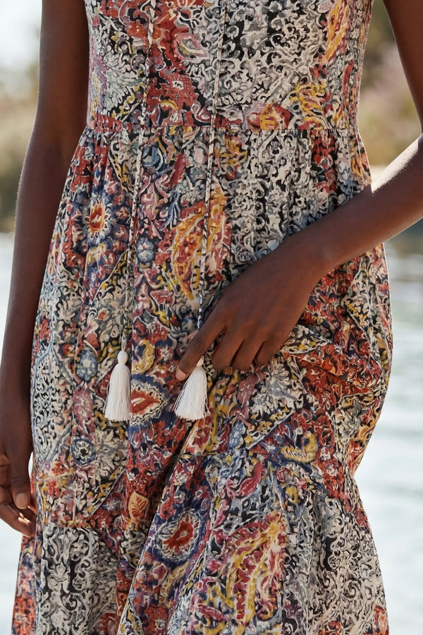 Shana Robe Midi Nouer Imprimé Cachemire