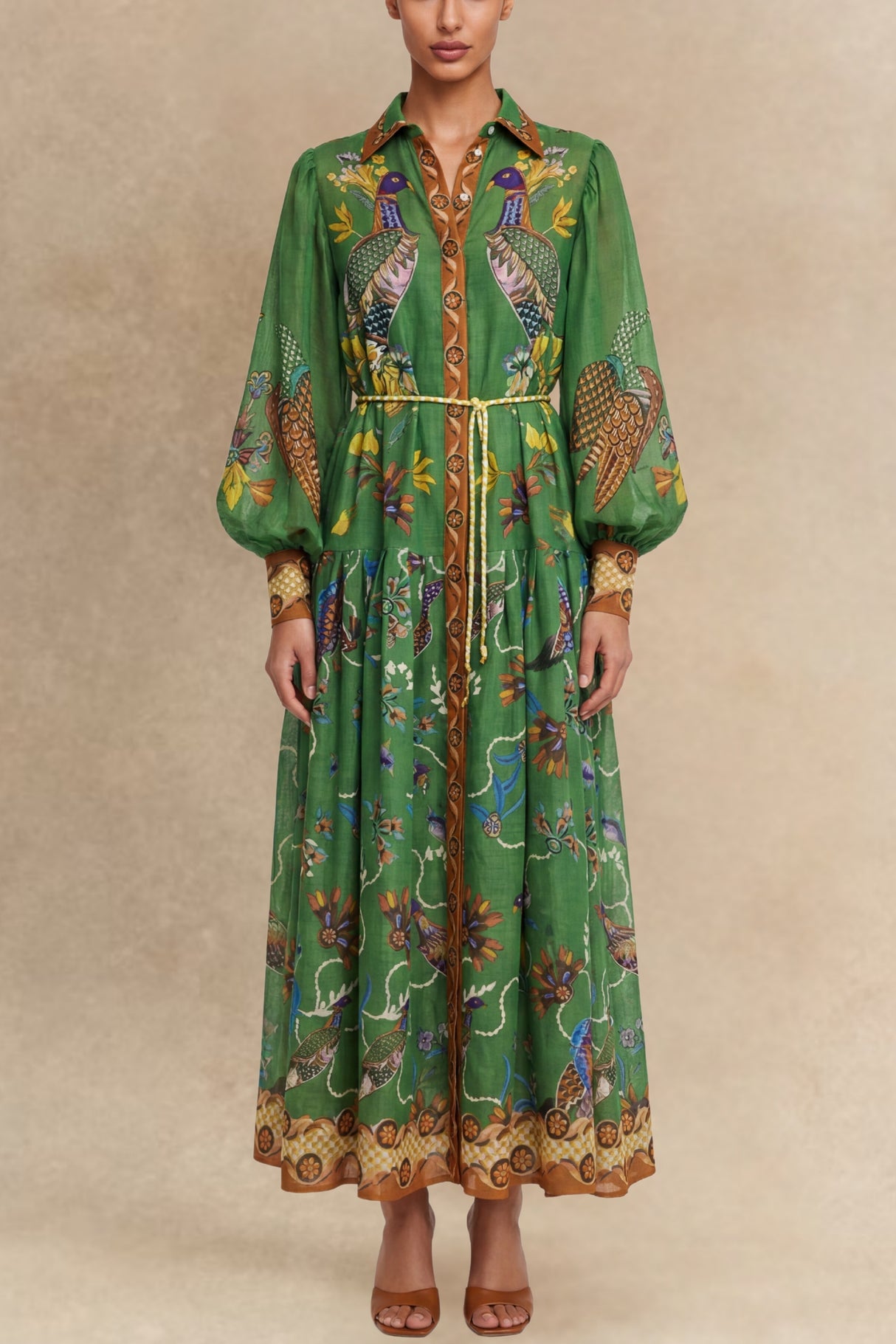 Shelley Printed Lantern Sleeve Maxi Dress