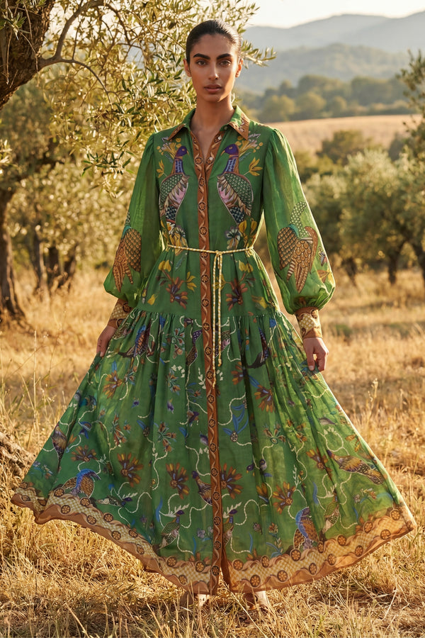Shelley Printed Lantern Sleeve Maxi Dress