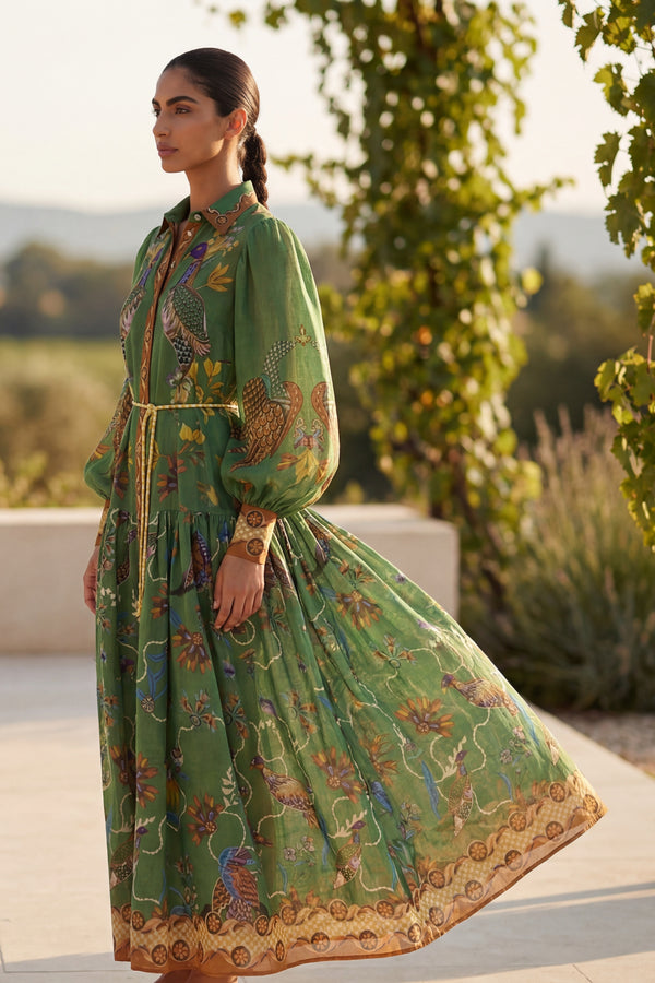 Shelley Printed Lantern Sleeve Maxi Dress
