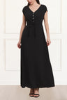 Sierra Maxi Dress V-Neck Front Tie Cap Sleeves